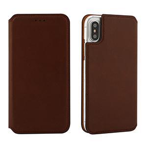 iPhone X手帳型ブラウンレザーケース